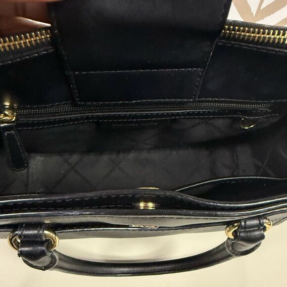 Michael Kors Black Everly Medium Saffiano Leather Satchel...